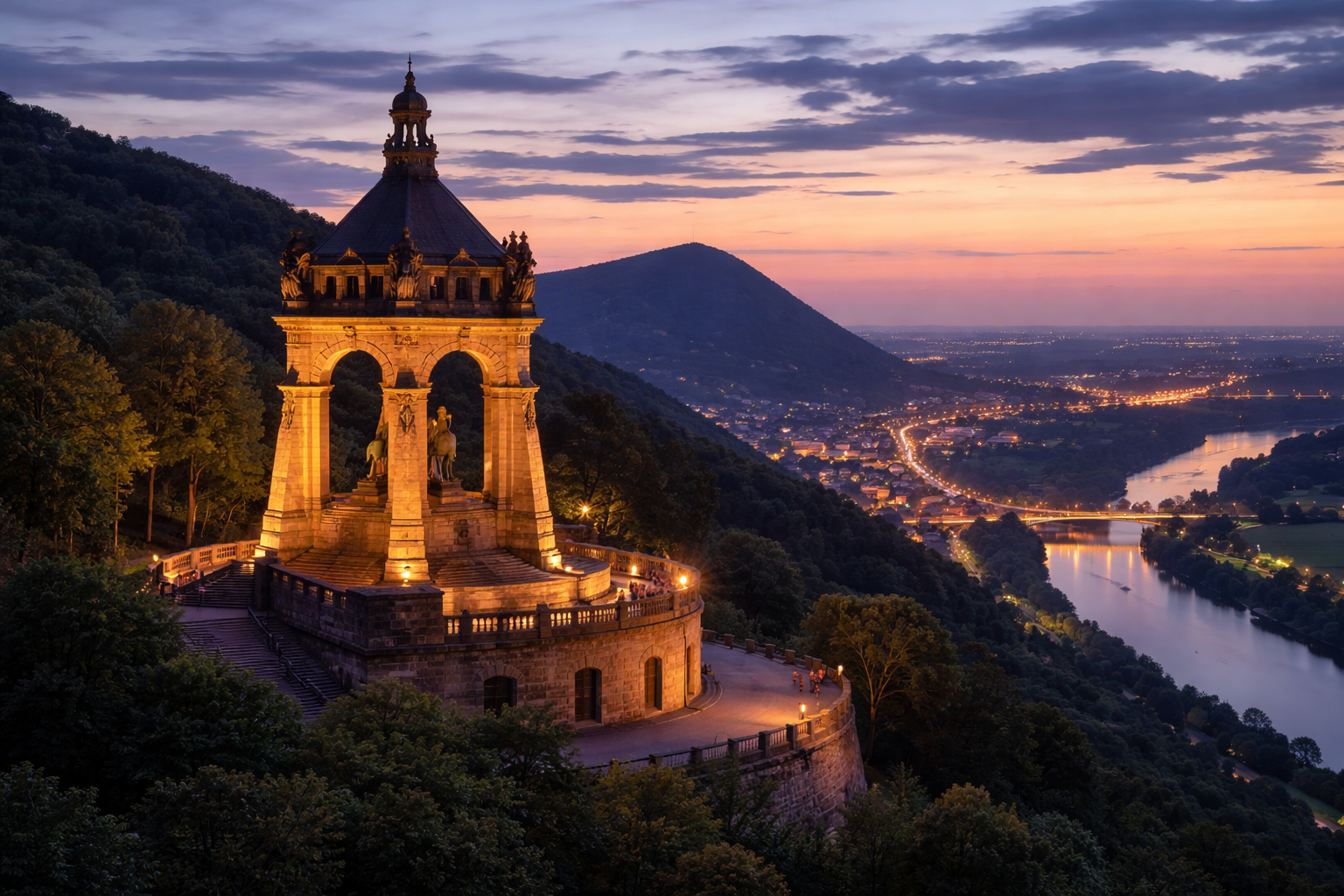 Kaiser-Wilhelm-Denkmal am Abend